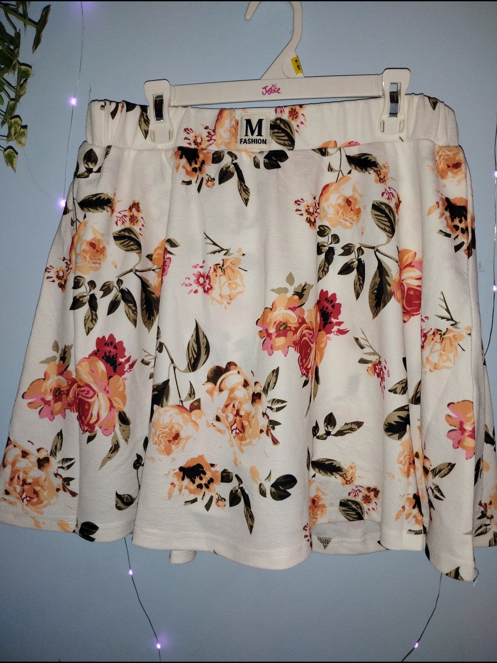 MNM Fashion Cream Floral Skort with Pink & Peach Roses